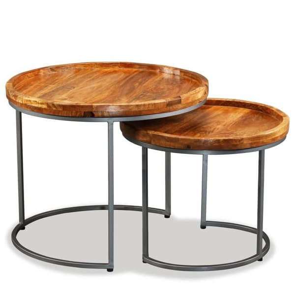 Maison Exclusive - Set med 2 sidobord i massivt mangoträ