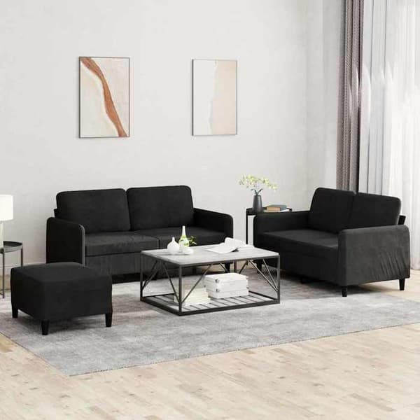 Maison Exclusive - 3 kpl:n musta samettisohvasetti