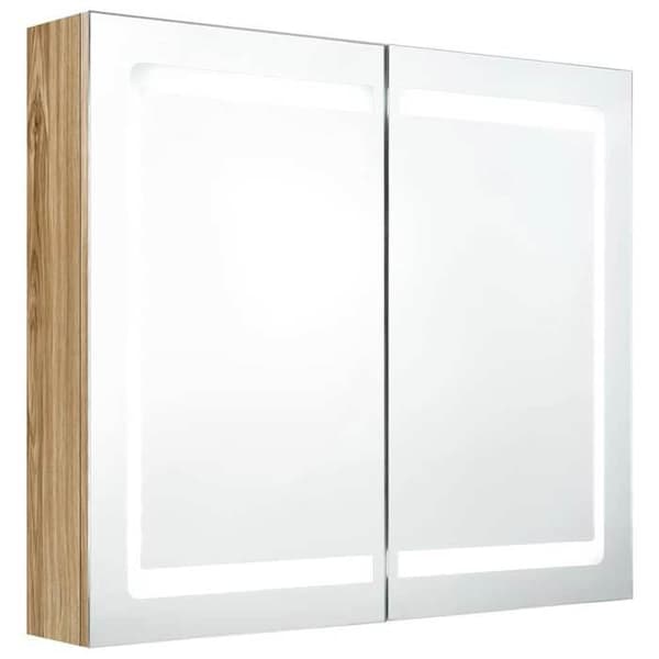Maison Exclusive - Badrumsspegelskåp med LED Ek 80x12x68 cm