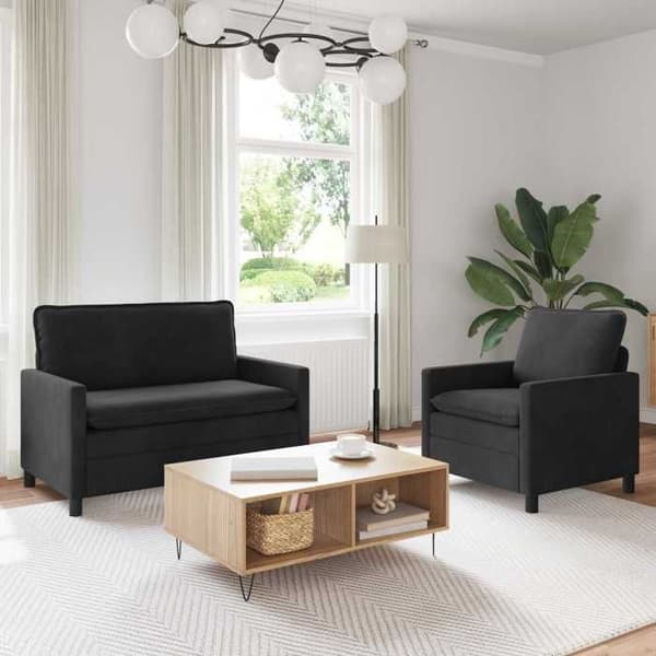 Maison Exclusive - 2 kpl sohvakokonaisuus musta sametti