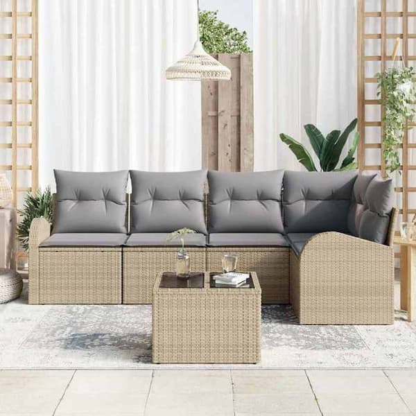 Ute-soffa - EXKLUSIV HEM - 6-delars set - Beige - Polyrotting - Modulär beige