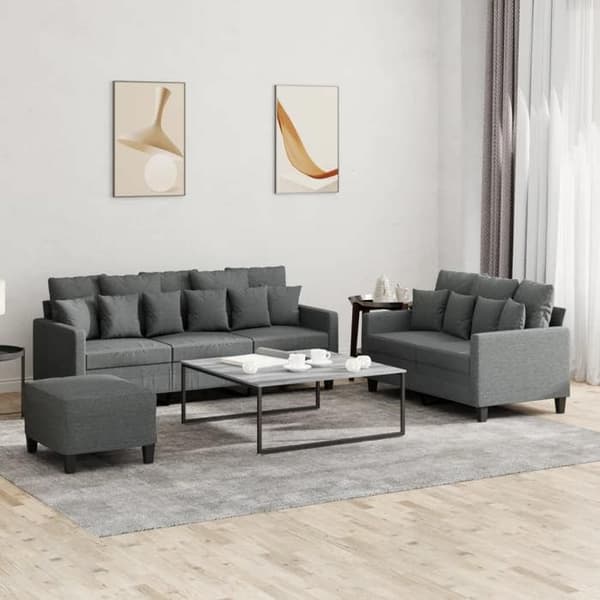 Maison Exclusive - Sæt af 3 sofaer med puder Mørkegrå Stof