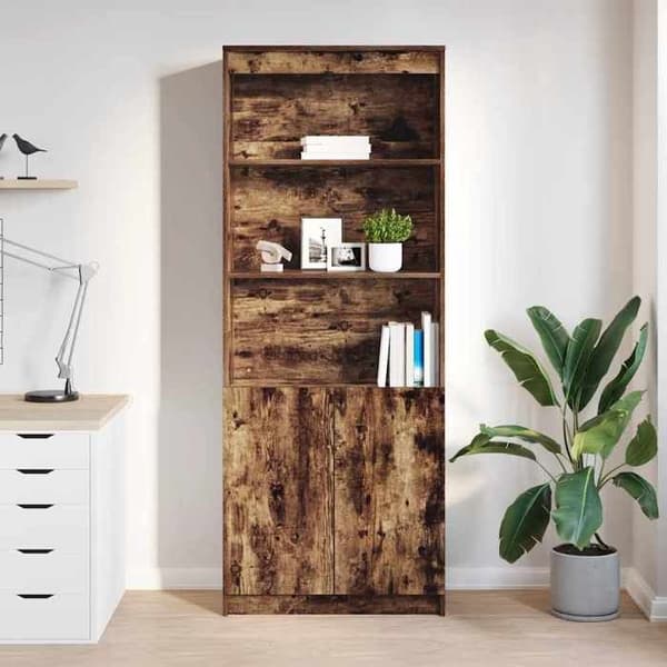 Maison Exclusive - Buffé hög ek rökt 70x35x180 cm ingenjörsträ