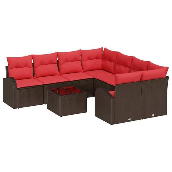 Maison Exclusive - 9 osan sohvasetti 8-hengen Beige ja Punainen