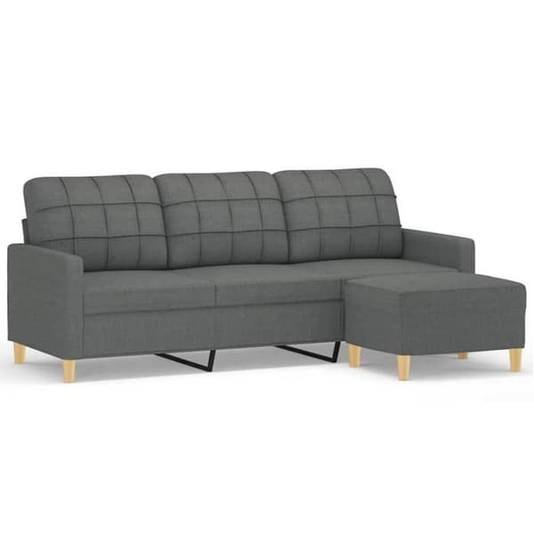 Maison Exclusive - 3-sitssoffa med fotstöd Mörkgrå 180 cm Tyg Mörkgrå