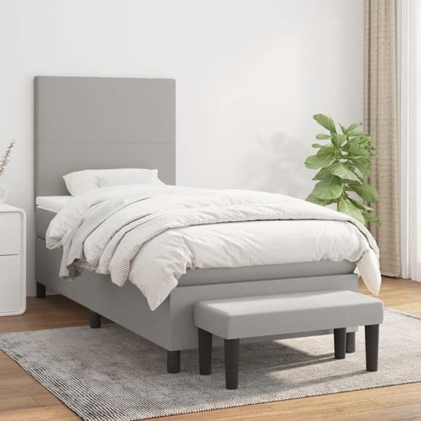 Maison Exclusive - Seng med lameller og madras Grå lys 100x200cm Stof