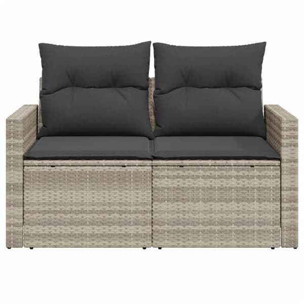 Maison Exclusive - 2-sits trädgårdssoffa med ljusgrå kuddar i flätad resin