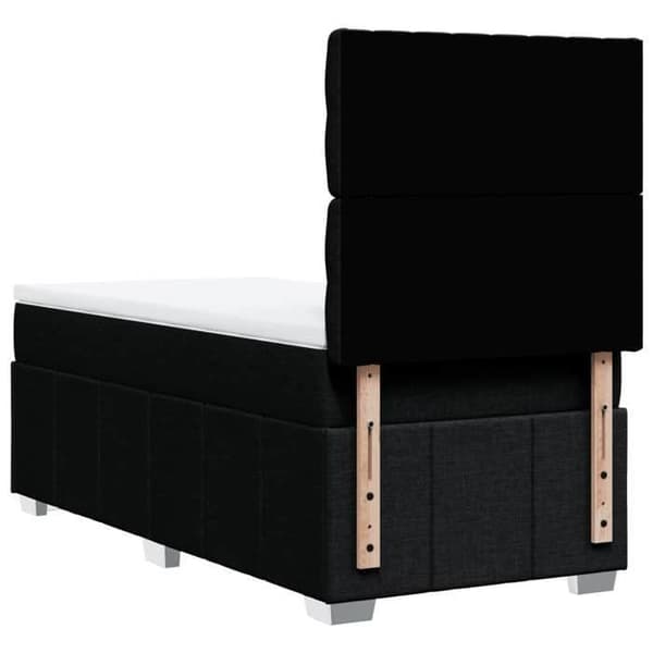 Maison Exclusive - Sengebund med lameller og madras Sort 100x200 cm Stof