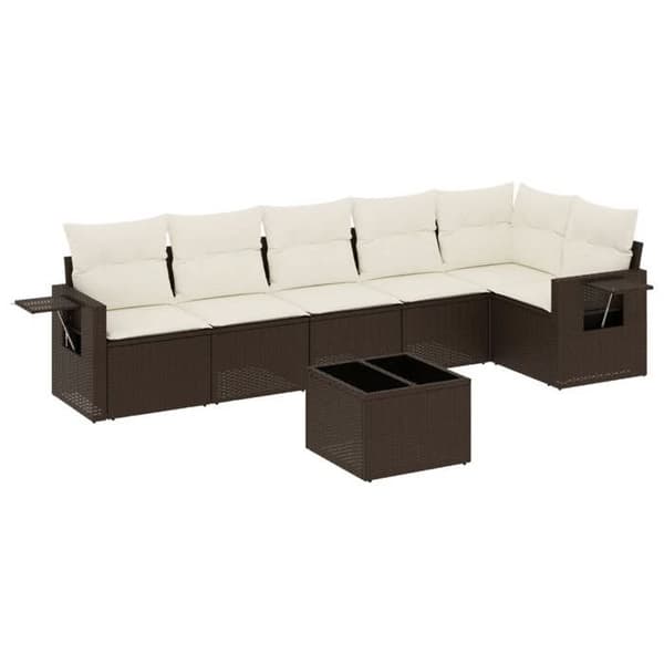 Maison Exclusive - Trädgårdsmöbler med kuddar 7 delar brun flätad resin