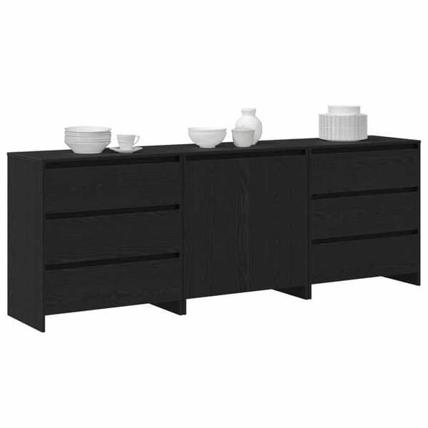 Maison Exclusive - Buffet 3 stk Sort 70 x 41 x 75 cm Ingeniørtræ