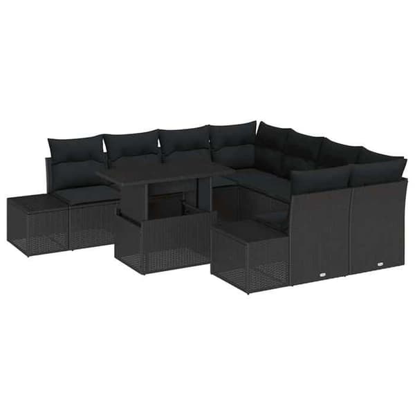 Lounge-soffor - MAISON EXCLUSIVE - Modulär - Svart - Poly rattan - Justerbart höjd bord Svart