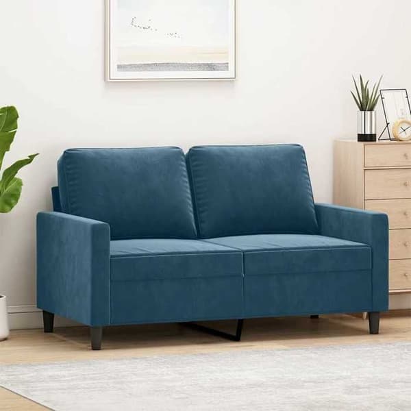 Soffa 2 platser - EXKLUSIV HEM - 120 cm - Sammet - Metallram - Blå Blå