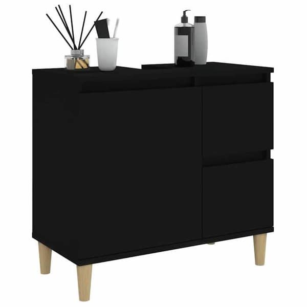 Maison Exclusive - Sort badeværelsesskab 65x33x60 cm i ingeniørtræ