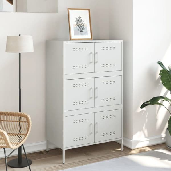 Maison Exclusive - Hvid buffet 68x39x113 cm stål Vit