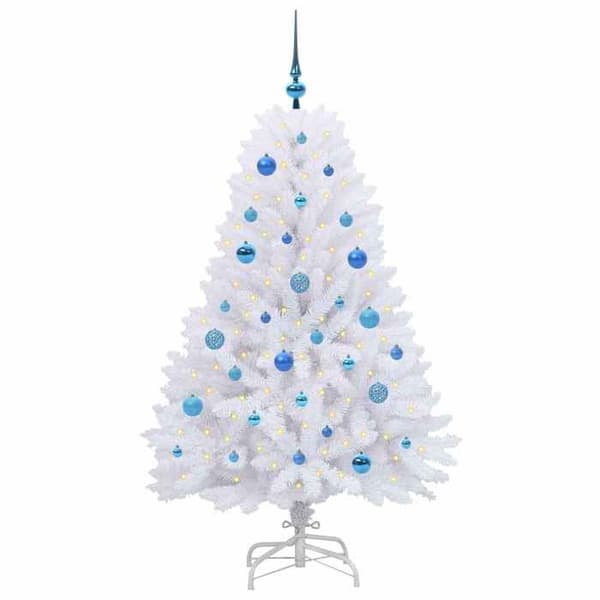 Kunstigt juletræ - EKSKLUSIV HUS - Ledede grene - 150 cm - Hvid - LED 8 tilstande - USB 5V Vit