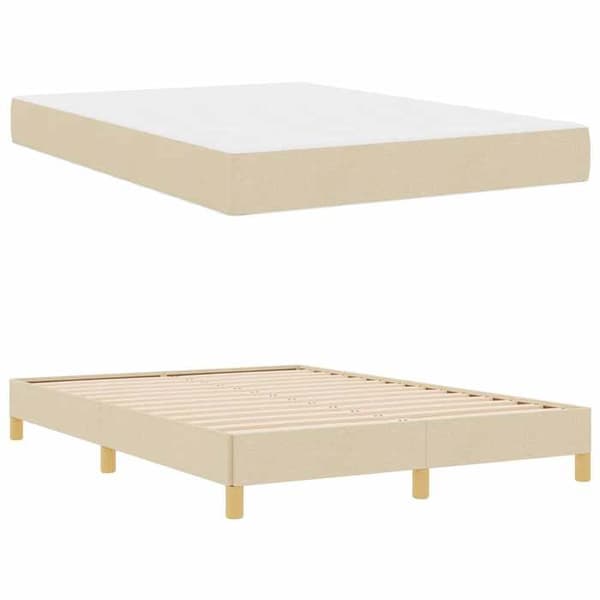Sengestel med madras - EKSKLUSIV HUS - Boxspring seng - 140 x 190 cm - Creme - Pocketfjedermadras Grädde