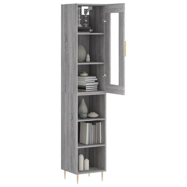 Maison Exclusive - Buffé hög Sonoma grå 34,5x34x180 cm Ingenjörsträ
