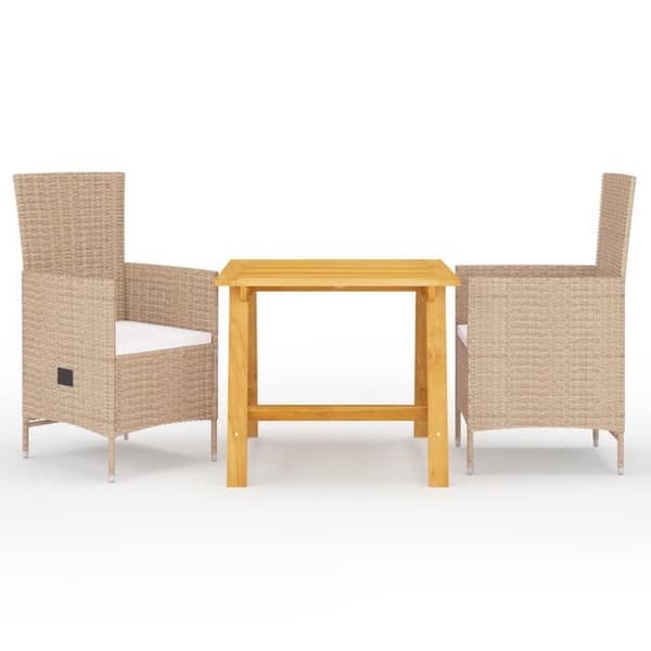 Maison Exclusive - 3-osainen beige puutarhakalustesarja beige