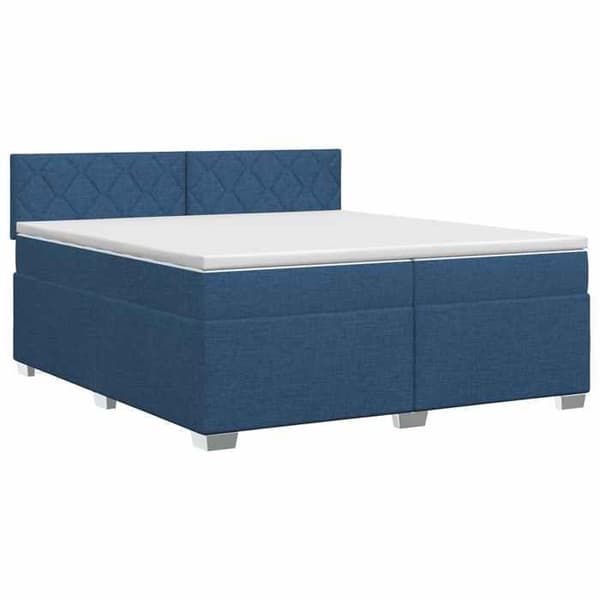 Maison Exclusive - Boxspring säng med madrass Blå 200 x 200 cm Tyg