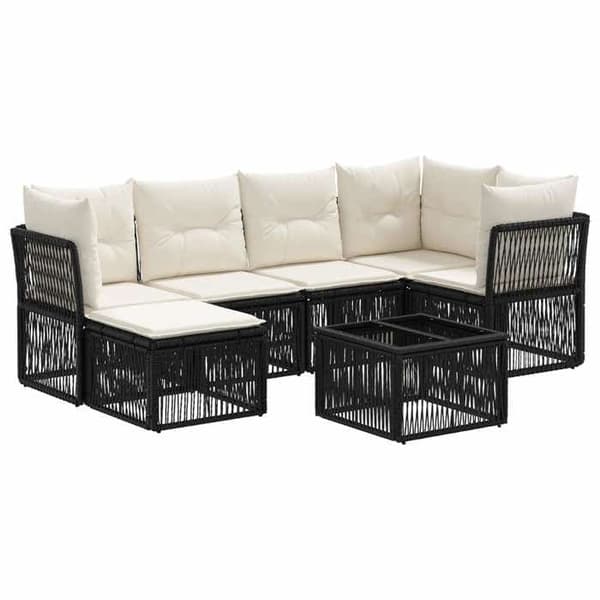 Maison Exclusive - 7 pc have-sofa sæt i sort polyrotin Svart