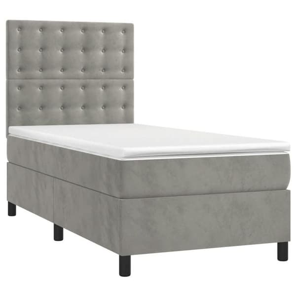 Maison Exclusive - Sängyn sälepohja ja vaaleanharmaa patja 90x200 cm Sametti