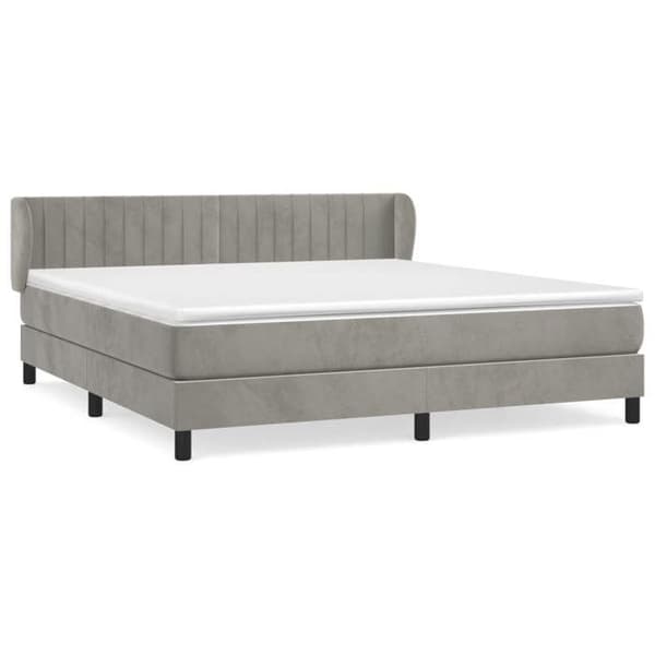 Maison Exclusive - Seng solid bund med socker og madras Grå 160x200cm Velour