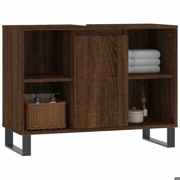 Maison Exclusive - Badeværelsesskab i brunt egetræ 80x33x60cm ingeniørtræ
