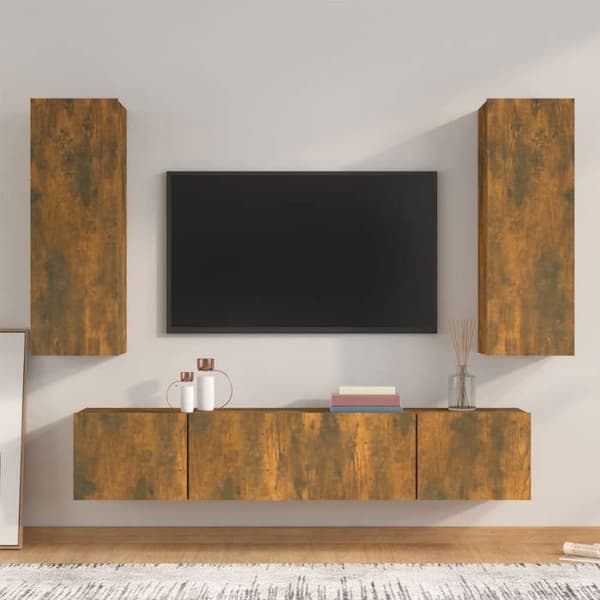 Maison Exclusive - 4 dele TV-møbel sæt Røget eg Ingeniørtræ