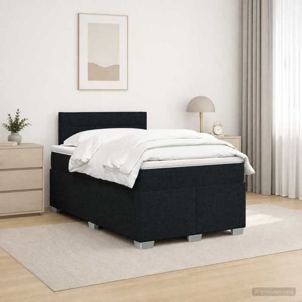 Maison Exclusive - Boxspring seng med madras Sort 120 x 200 cm Stof