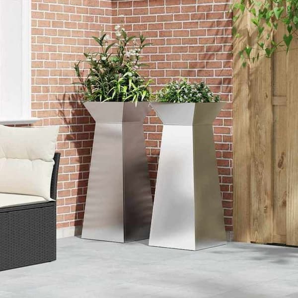 Maison Exclusive - Pelarplanter 2 st Silver 40 x 40 x 100 cm