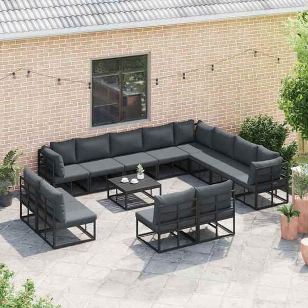 Maison Exclusive - Sæt af 12 pc have-sofaer Sort Aluminium Svart