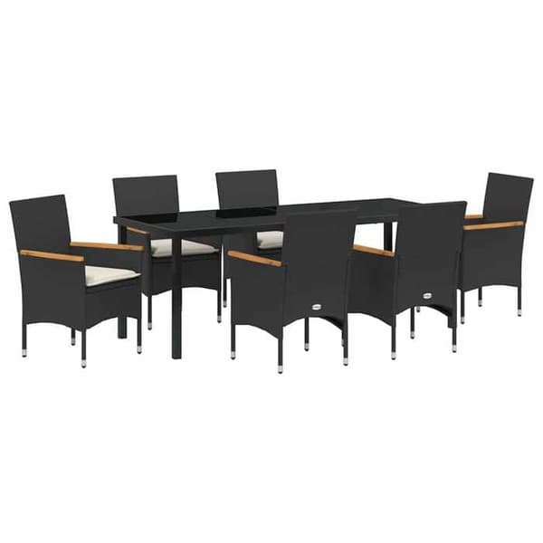 Maison Exclusive - 7 pc have spisebordssæt i sort polyrotin Svart