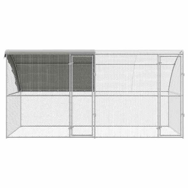 Maison Exclusive - Hønsebur med 2 døre 2 rum Sølv 400x200x200cm Silver