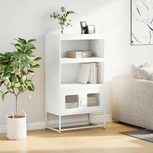Maison Exclusive - Buffé hög vit 68x39x123 cm stål