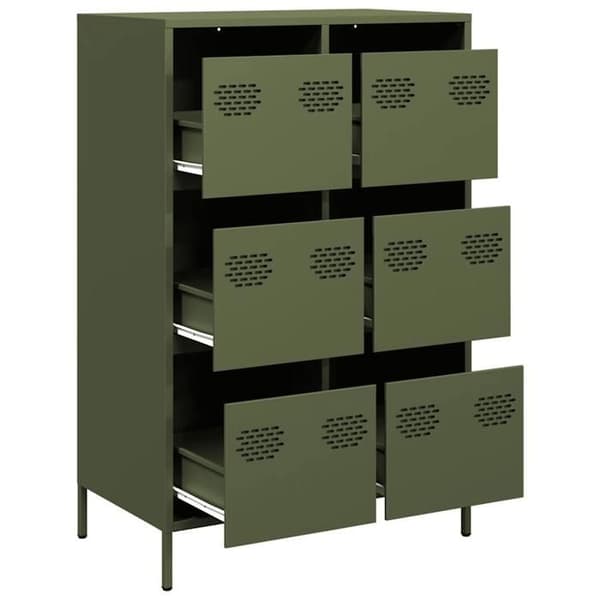 Maison Exclusive - Buffé hög olivgrön 68x39x101,5 cm stål Olivgrön