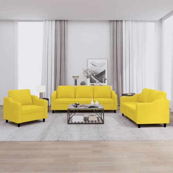 Maison Exclusive - Sæt af 3 sofaer med puder Lys gul Stof