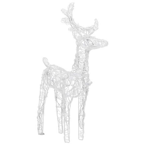 Julepynt - EKSKLUSIV HUS - 2 rensdyr og slæde - 160 LED 130 cm - Kold hvid - USB