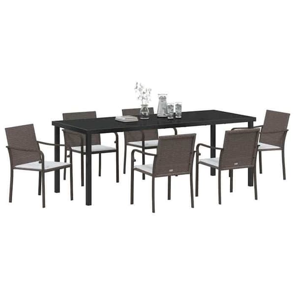 Maison Exclusive - 7 pc Spisestue Sæt til Have Brun og Sort Brun och Svart