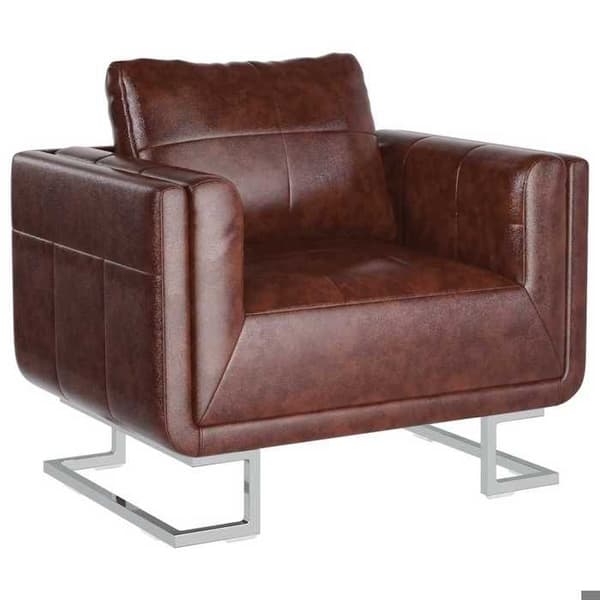 Stol - Cube Maison Exclusive - Krom ben - Brun kunstlæder - 1 plads brun