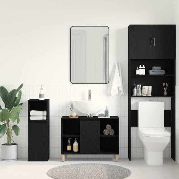 Maison Exclusive - Underskabs møbel Sort eg 80x33x60 cm Ingeniørtræ