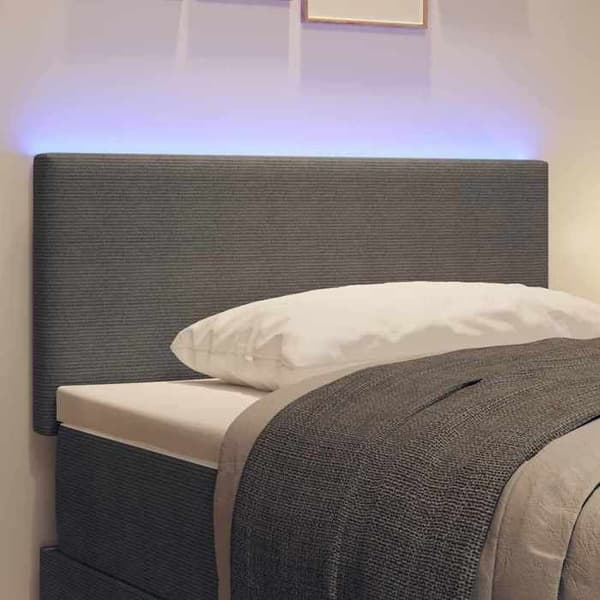 Hovedgærde - EKSKLUSIV HUS - Model 100 cm - Indbygget RGB LED - Lys grå - Fløjl Ljusgrått