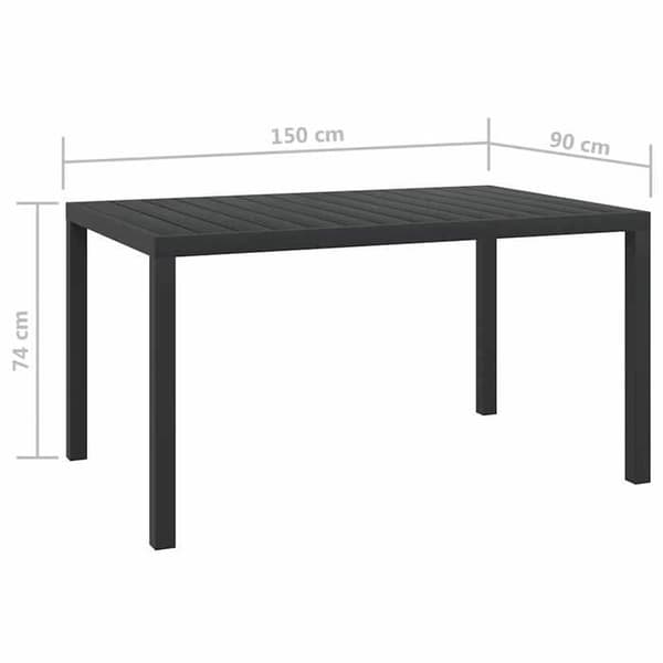 Havemøbel - EKSKLUSIV HUS - 150×90×74 cm - Rektangulær - Aluminium - Modstandsdygtig WPC-overflade Svart