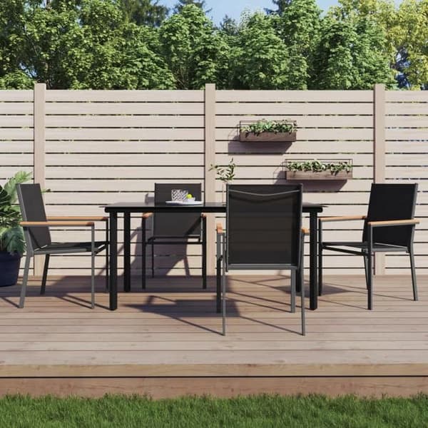 Maison Exclusive - Have spisebordssæt 5 stk sort textilene og stål