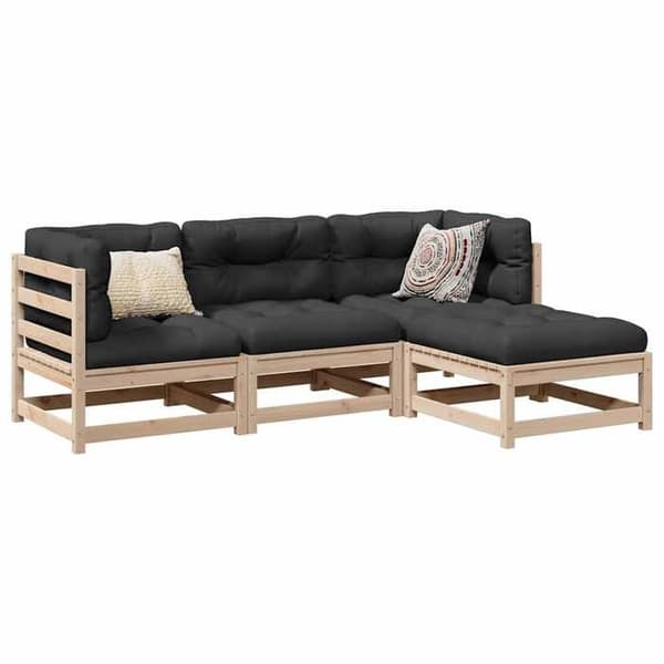 Havemøbler 4 dele - EKSKLUSIVT HUS - Modulerbart - Massivt fyrretræ - Ventilerede lameller - Brun Ej specificerat