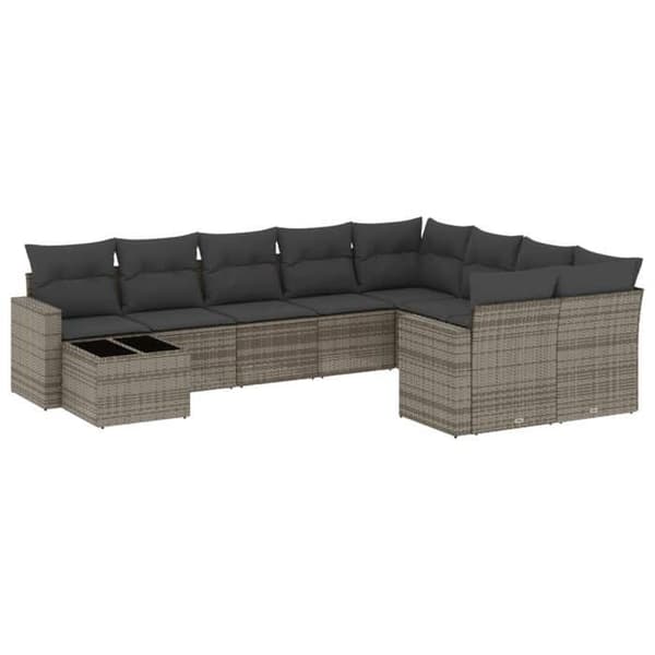 Maison Exclusive - Trädgårdsmöbler med kuddar 10 delar grå flätad resin