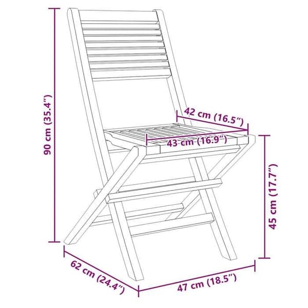 Maison Exclusive - Foldbare stole, sæt af 8, 47 x 62 x 90 cm, i massiv teaktræ