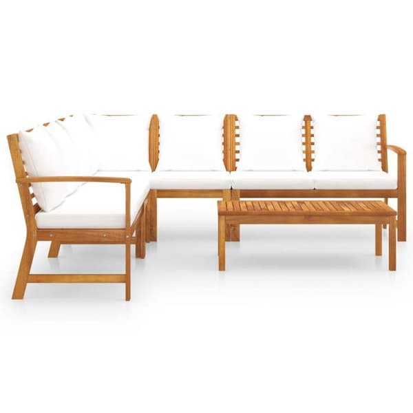 Maison Exclusive - Havegruppe 6 stk med puder Creme Solid akacietræ Grädde