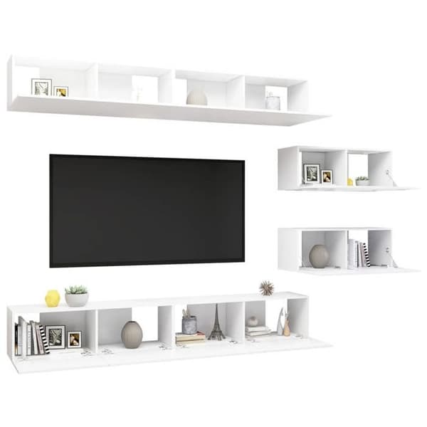 Maison Exclusive - TV-møbel sæt 6 stk Hvid Ingeniørtræ Matt vit