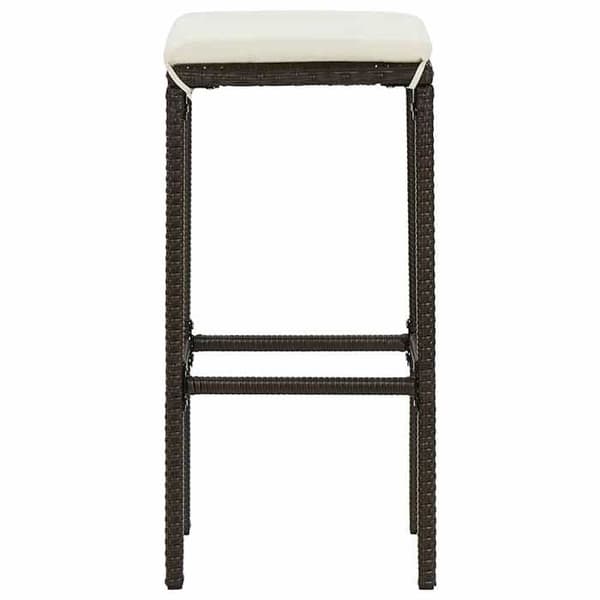 Maison Exclusive - Barstolar med kuddar, set om 3, brun flätad resin