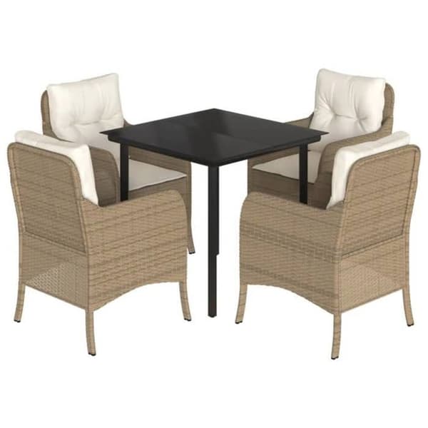 Maison Exclusive - Puutarhakalusteryhmä tyynyillä 5 kpl Beige polyrottinki beige
